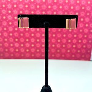 Vintage Y2K Gold and Pink enamel Square Stud Earrings
